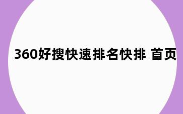 360好搜快速排名快排 首页